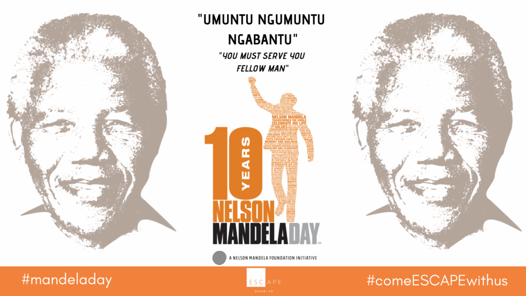 Mandela Day graphic marking 100 years, with the words Umuntu Ngumuntu Ngabantu
