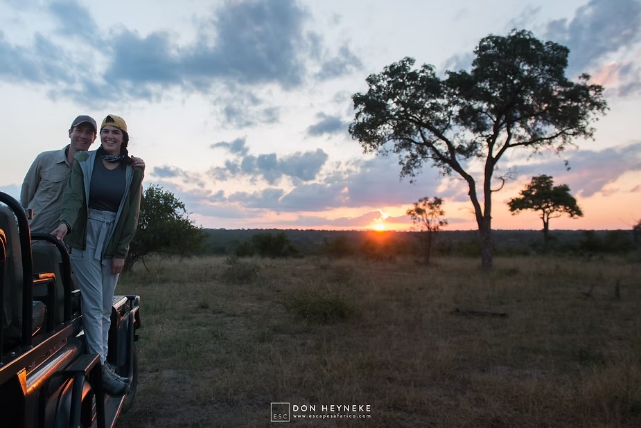 Watching the sun go down from the back of the game vehicle